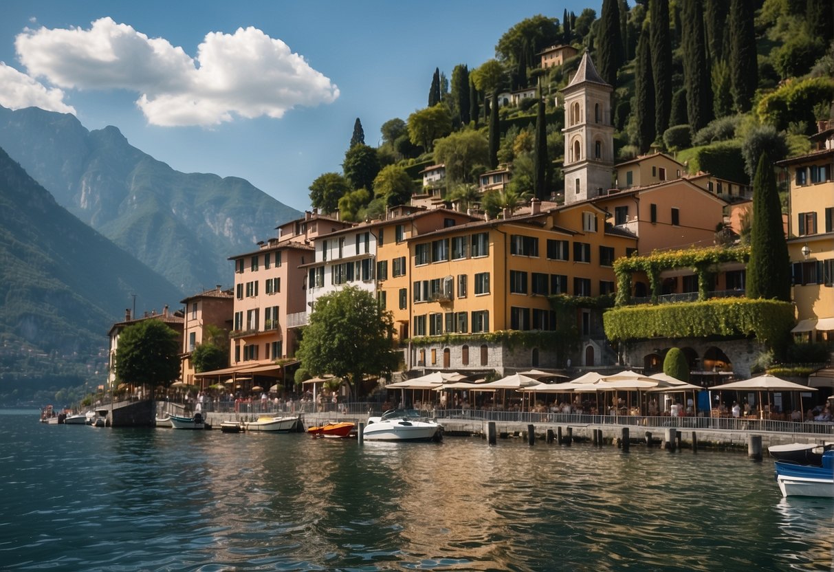The activities in Varenna, Lake Como, include boating, fishing, and sightseeing. The picturesque town and surrounding mountains provide a stunning backdrop
