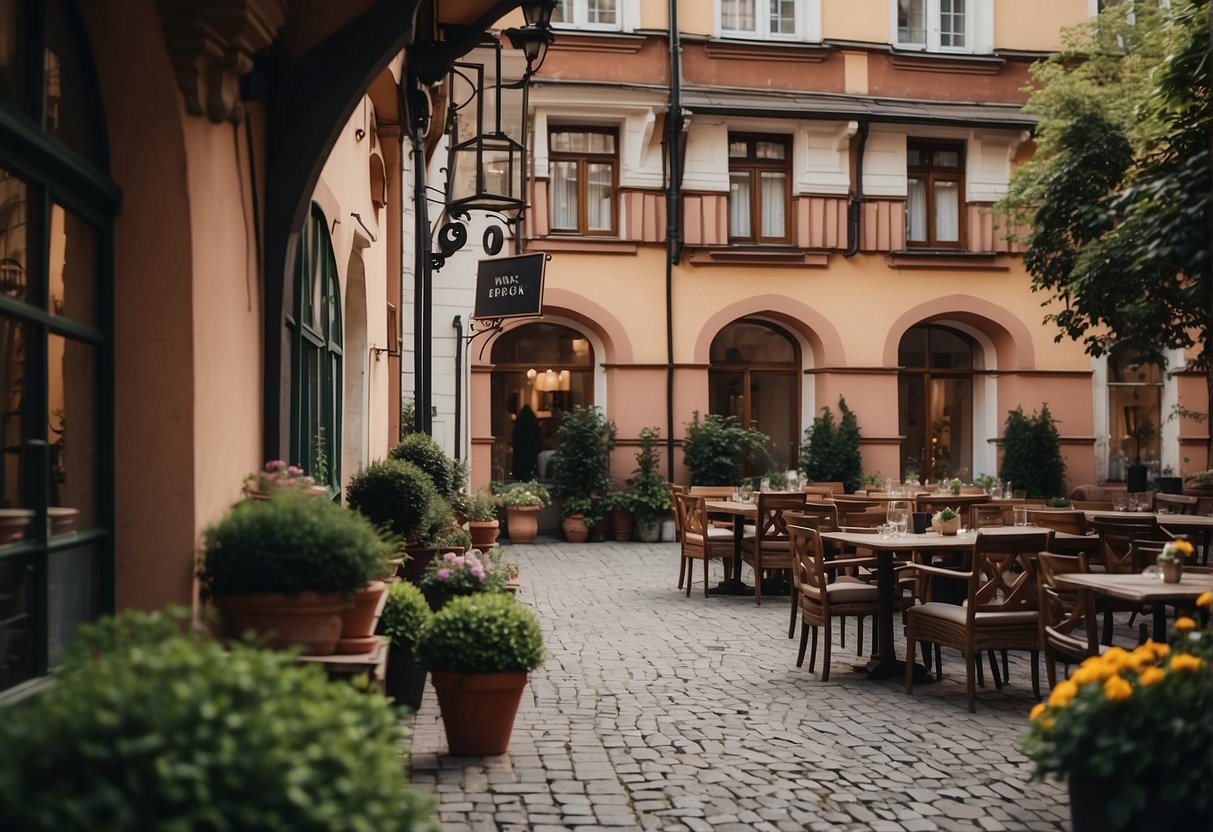 A quaint boutique hotel in Wrocław, with charming architecture and a cozy outdoor courtyard