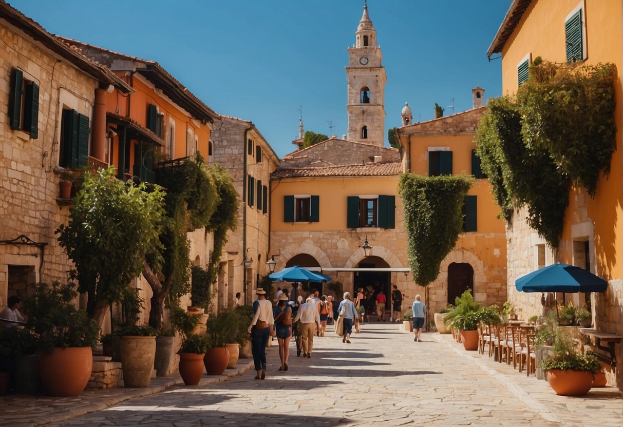 A bustling museum and gallery in Rovinj, filled with colorful artwork and historical artifacts, attracting visitors from all over