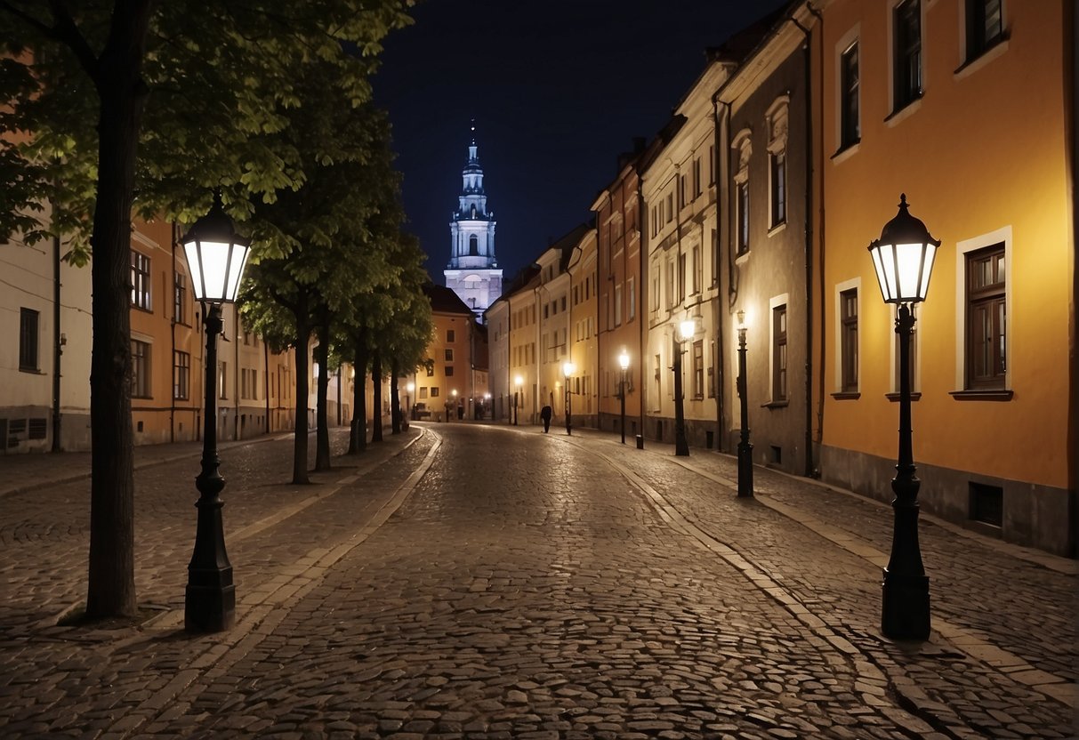 Ostrów Tumski Poznań: historic buildings, cobblestone streets, cathedral, lantern-lit alleys, river view